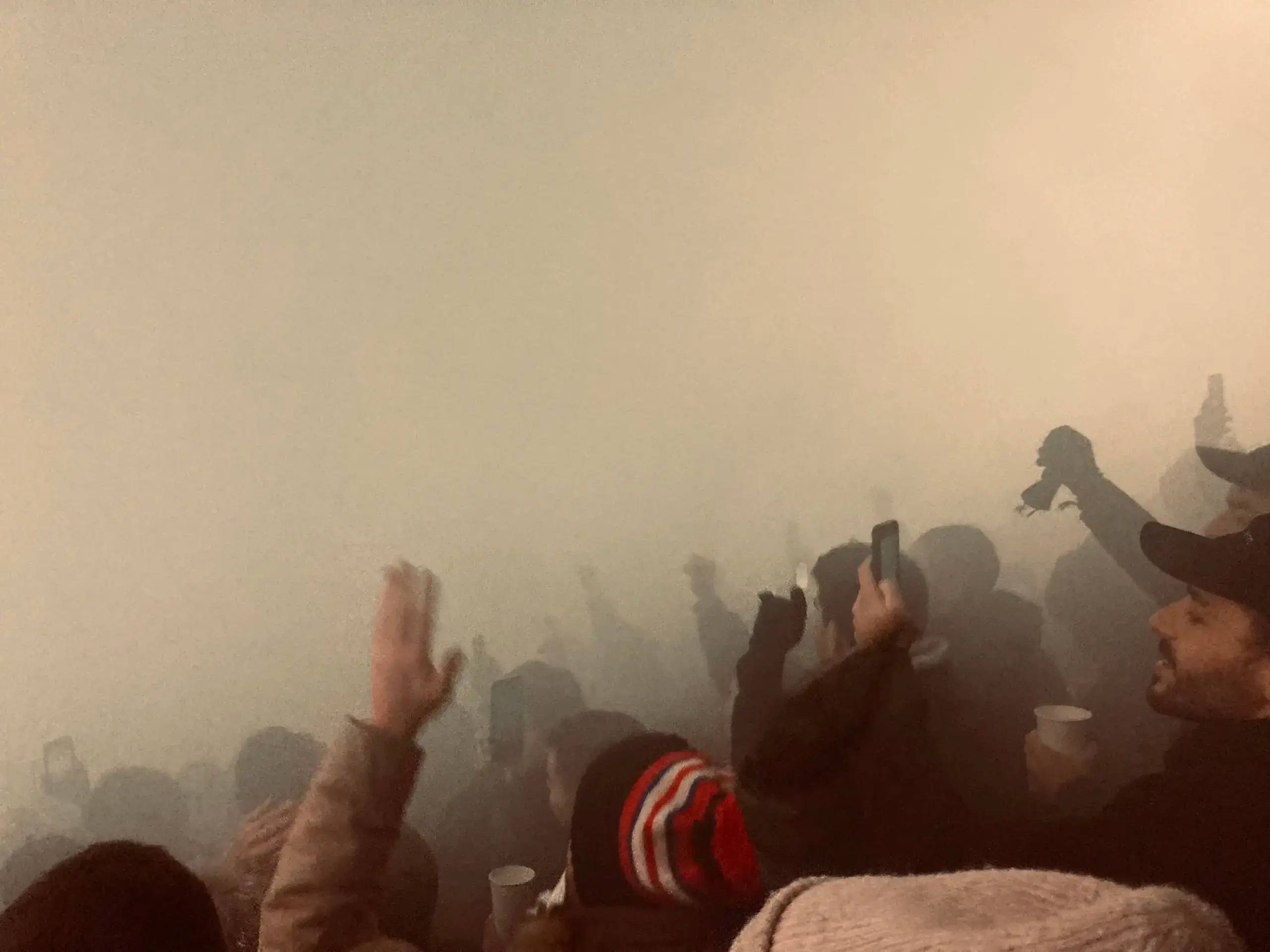 Smoke filled the stand as the fans celebrated